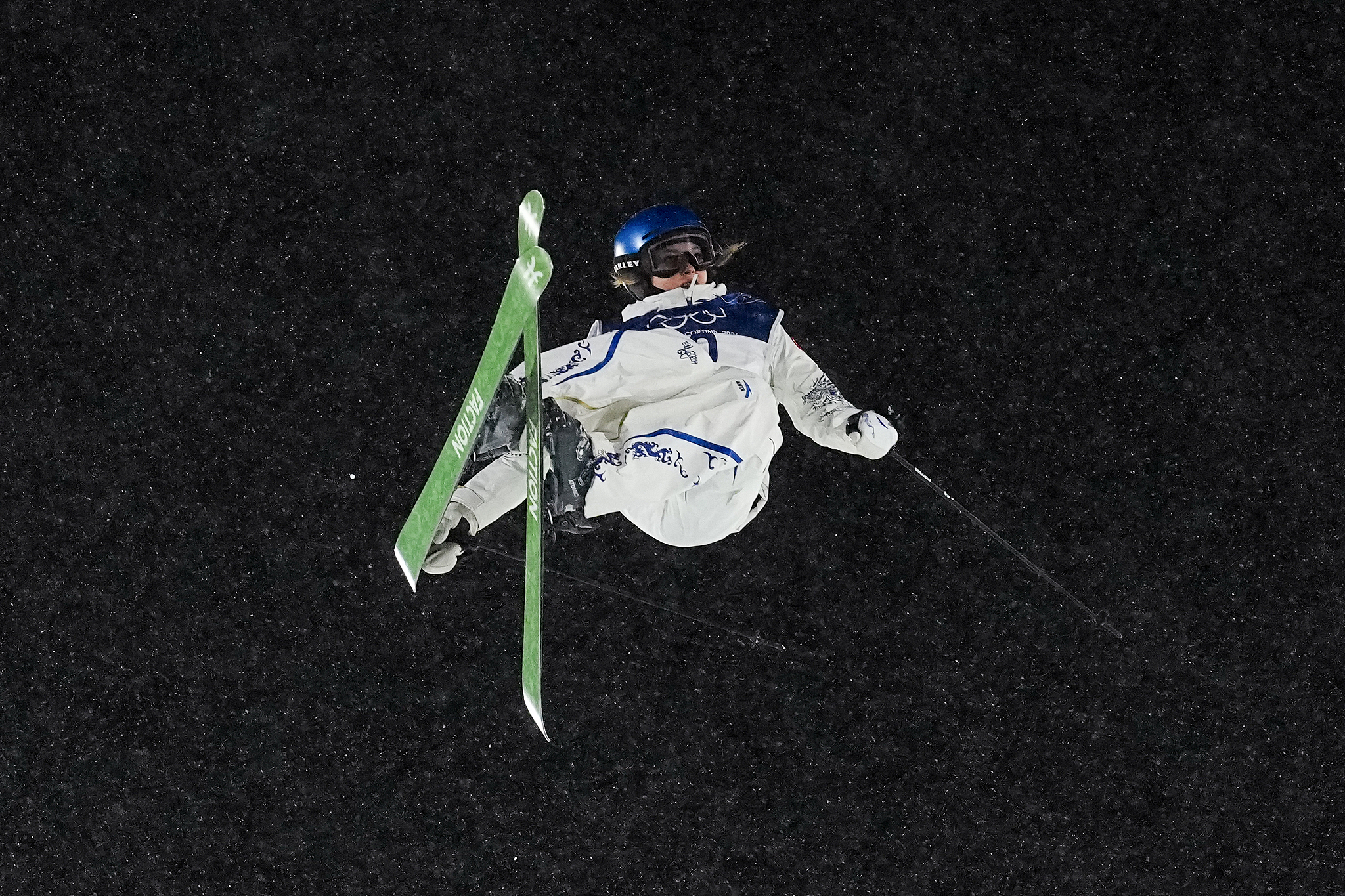 Gu Ailing of China competes in the women's freestyle skiing big air final at the 2026 Milano Cortina Winter Olympics in Livigno, Italy, February 16, 2026. /VCG