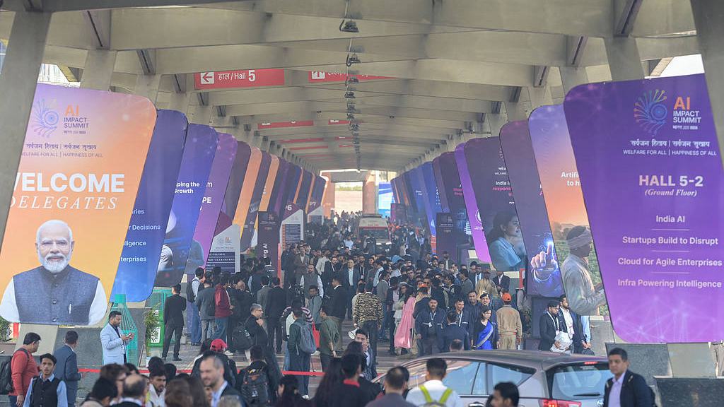 Delegates arrive for India AI Impact Summit 2026 at Bharat Mandapam in New Delhi, India, February 16, 2026. /VCG
