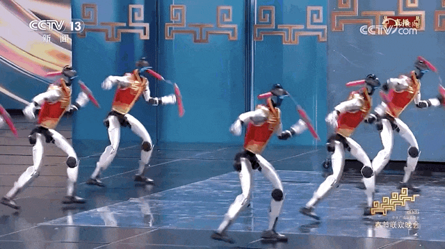 The robots perform with nunchaku and nail front flips at the 2026 Spring Festival Gala. /CMG