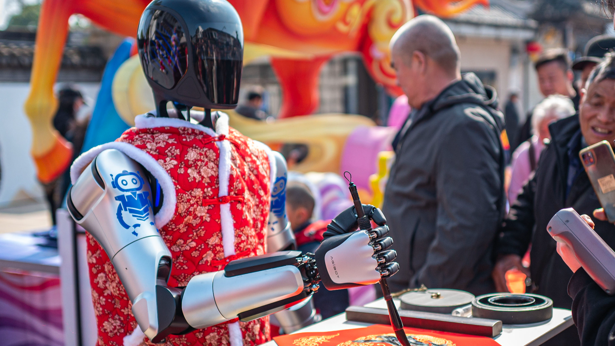 Futuristic robots bring Chinese New Year to life in Zhouzhuang
