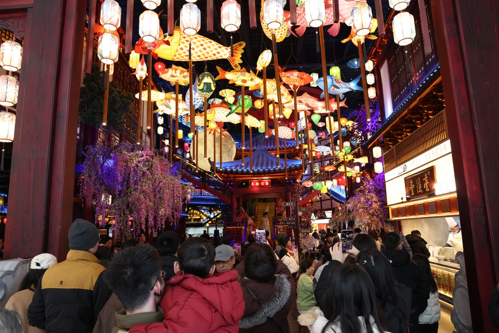 The Meicun Service Area turned the Spring Festival travel rush into a cultural moment, with Tang- and Song-inspired music and dance performances for visitors in Wuxi, Jiangsu Province, on February 18, 2026. /IC