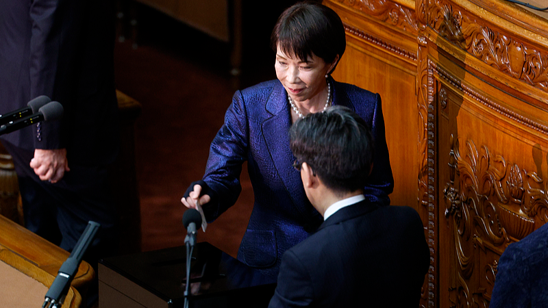 Sanae Takaichi, president of Japan's Liberal Democratic Party (LDP), was elected as Japan's 105th Prime Minister through prime ministerial designation elections, February 18, 2026. /CFP