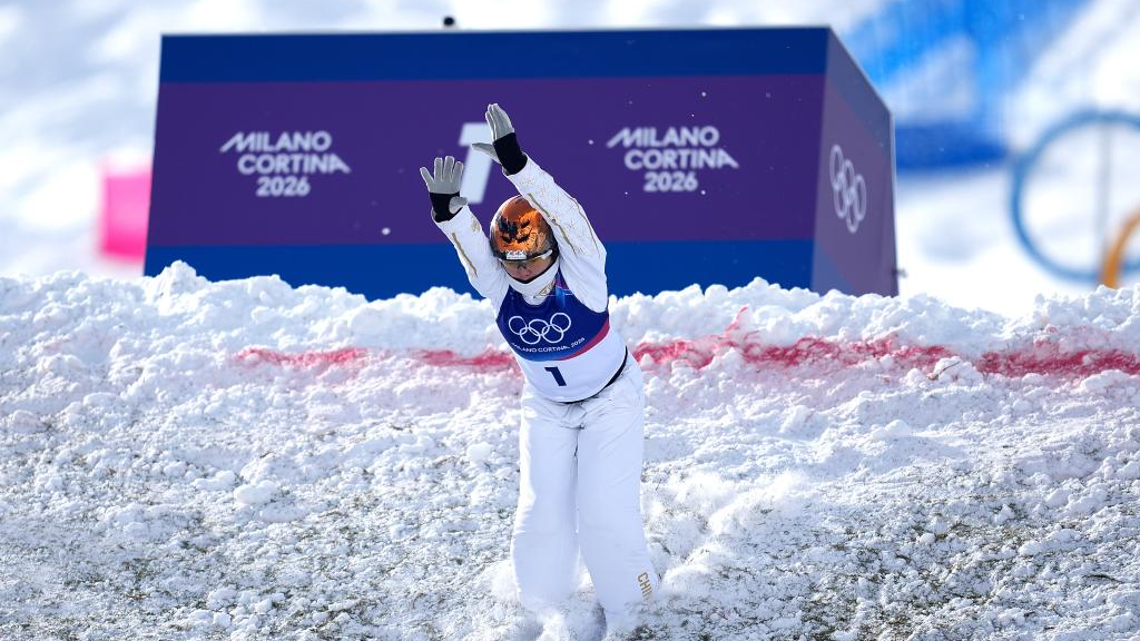 Xu Mengtao of China competes during the freestyle skiing women's aerials final 2 at the Milano Cortina 2026 Olympic Winter Games in Livigno, Italy, February 18, 2026. /Xinhua