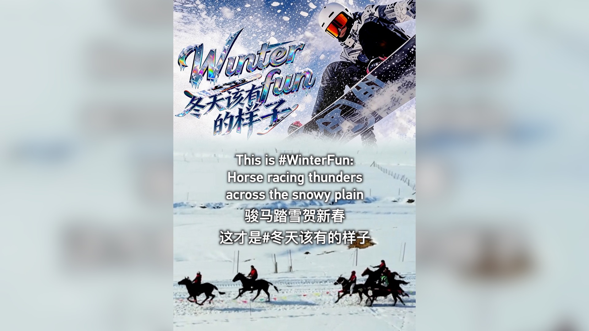 This is #WinterFun: Horse racing thunders across the snowy plain
