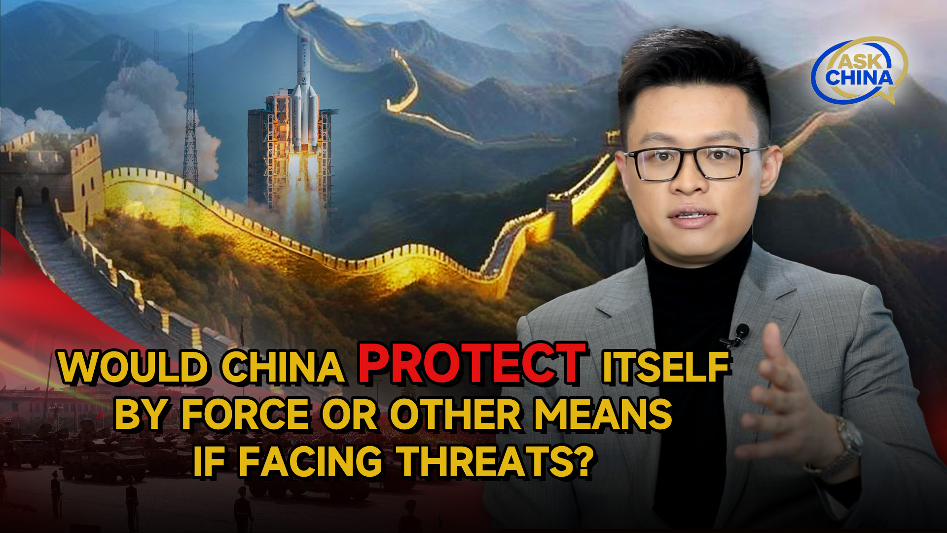Would China protect itself by force or other means if facing threats?