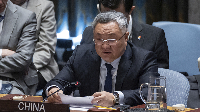 A file photo of China's permanent representative to the United Nations, Fu Cong, during a UN Security Council meeting. /VCG