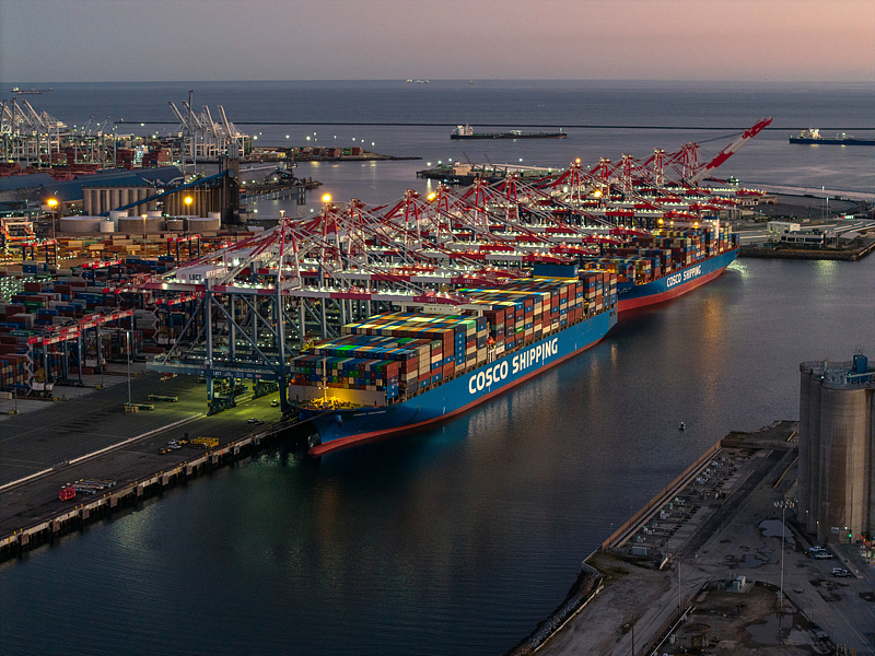 Container ships at the Port of Long Beach in Long Beach, California,  U.S., February 20, 2026. /CFP