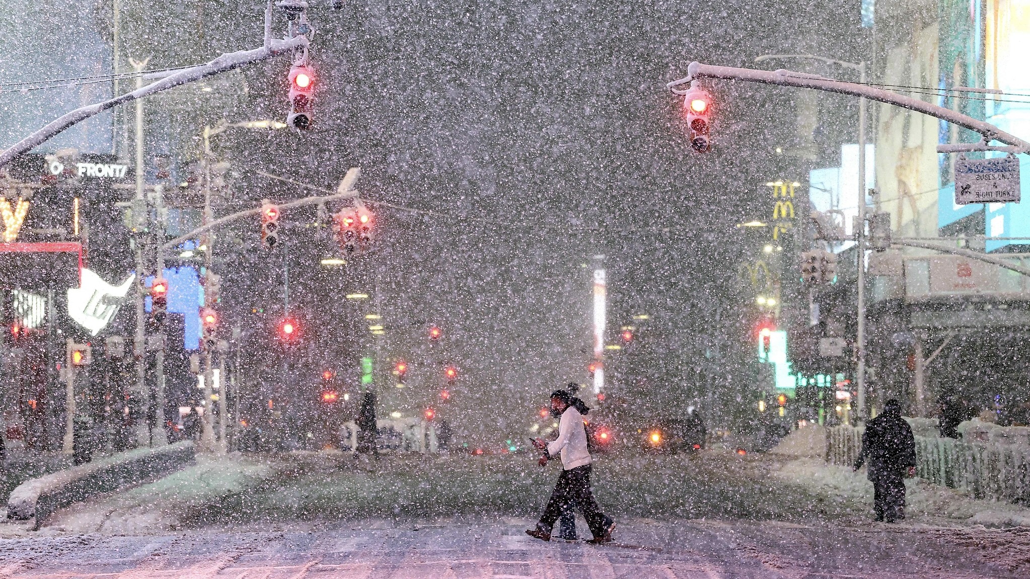 Live: Latest view of New York's Times Square as the city faces a major winter storm