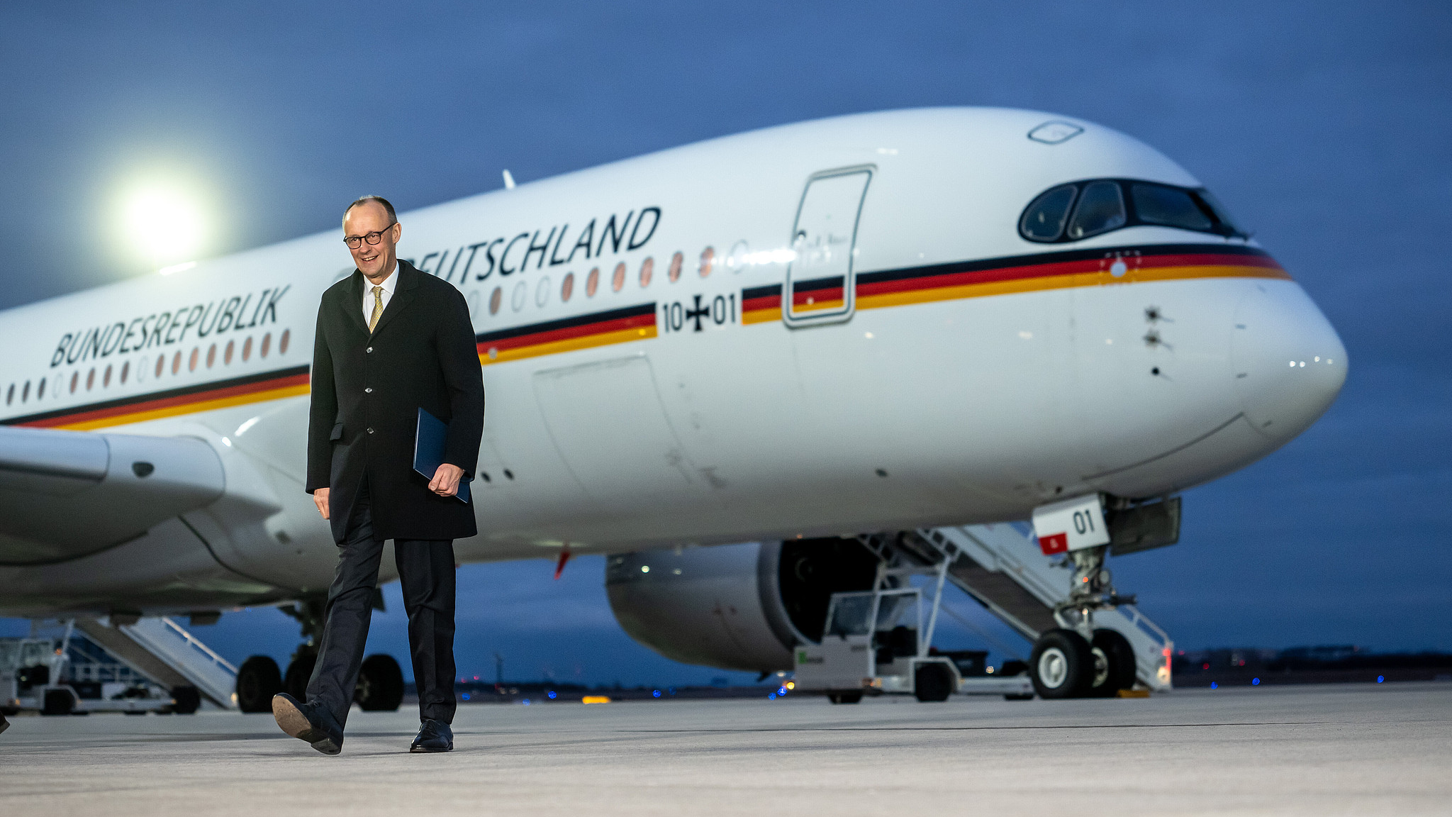 Federal Chancellor of Germany Friedrich Merz makes a press statement before his departure for China, Schönefeld, Brandenburg, Germany, February 24, 2026. /CFP 