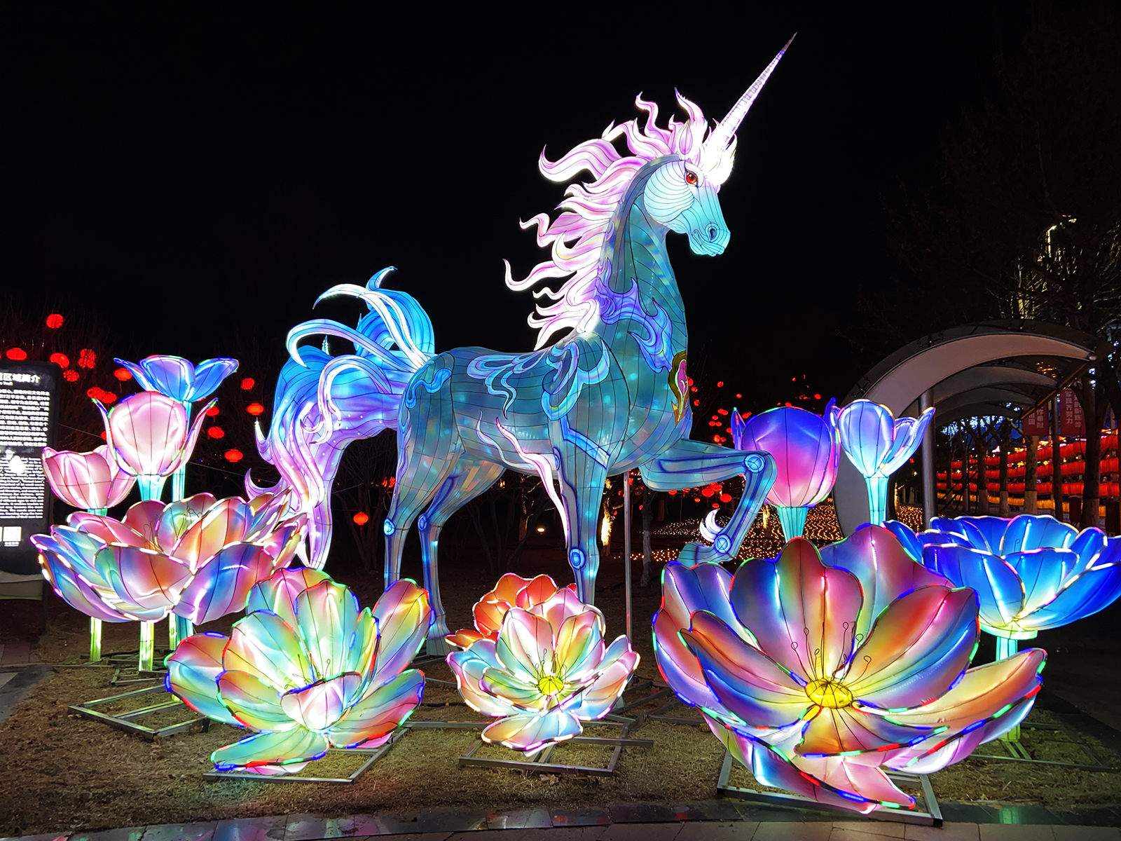 A lantern installation is seen at the Spring Festival lantern fair at South Lake Park in Tangshan, Hebei Province. /CGTN