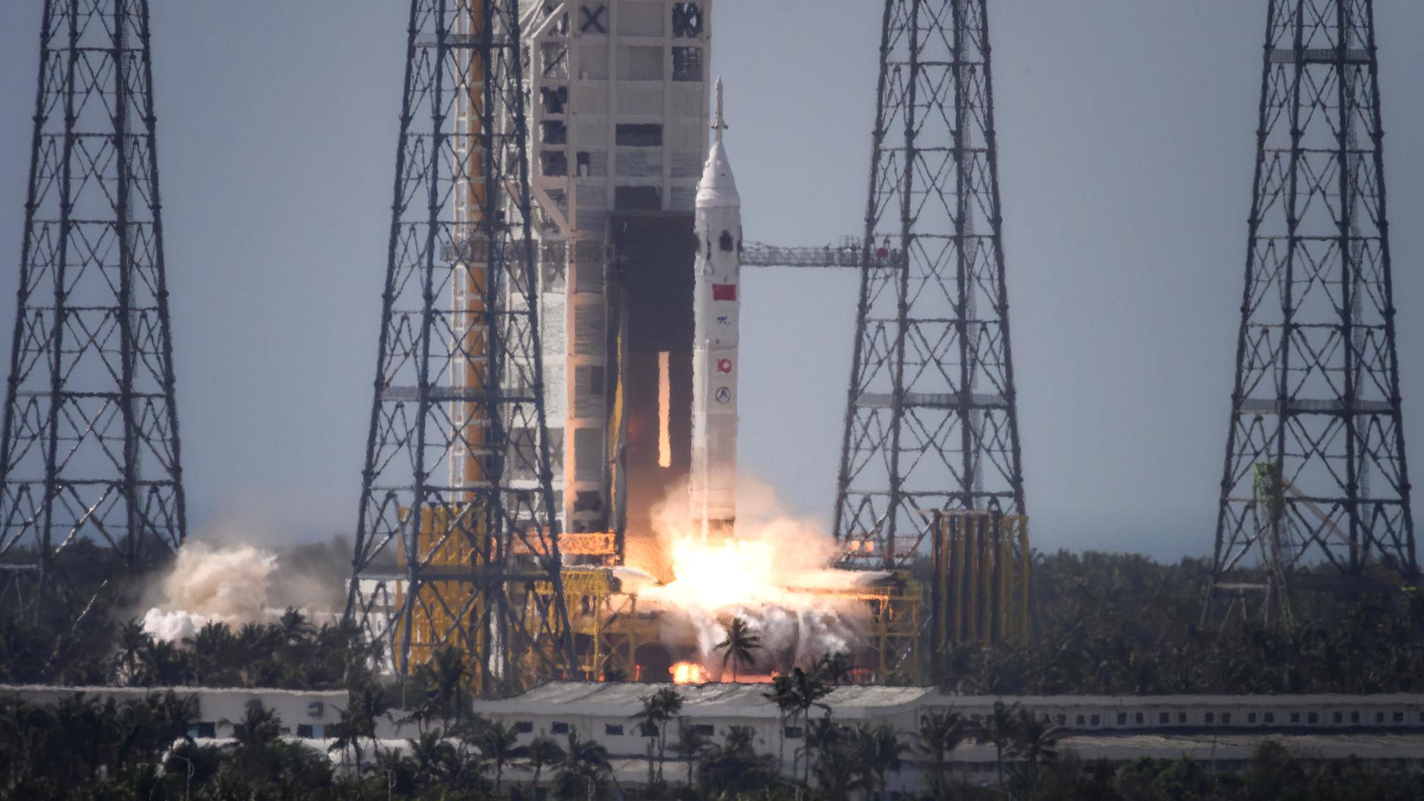 China conducts a low-altitude demonstration and validation flight test of the Long March-10 launch vehicle system at the Wenchang Space Launch Site in south China's Hainan Province, February 11, 2026. /VCG