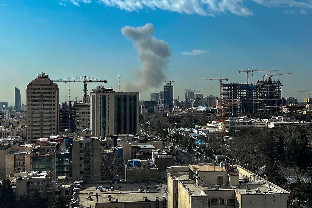 A plume of smoke rises following a reported explosion in Tehran, Iran, February 28, 2026. /VCG