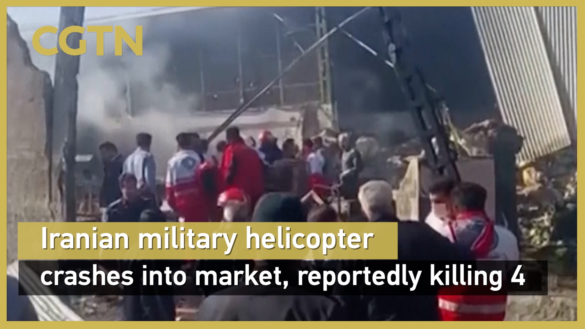 Iranian military helicopter crashes into market, reportedly killing 4