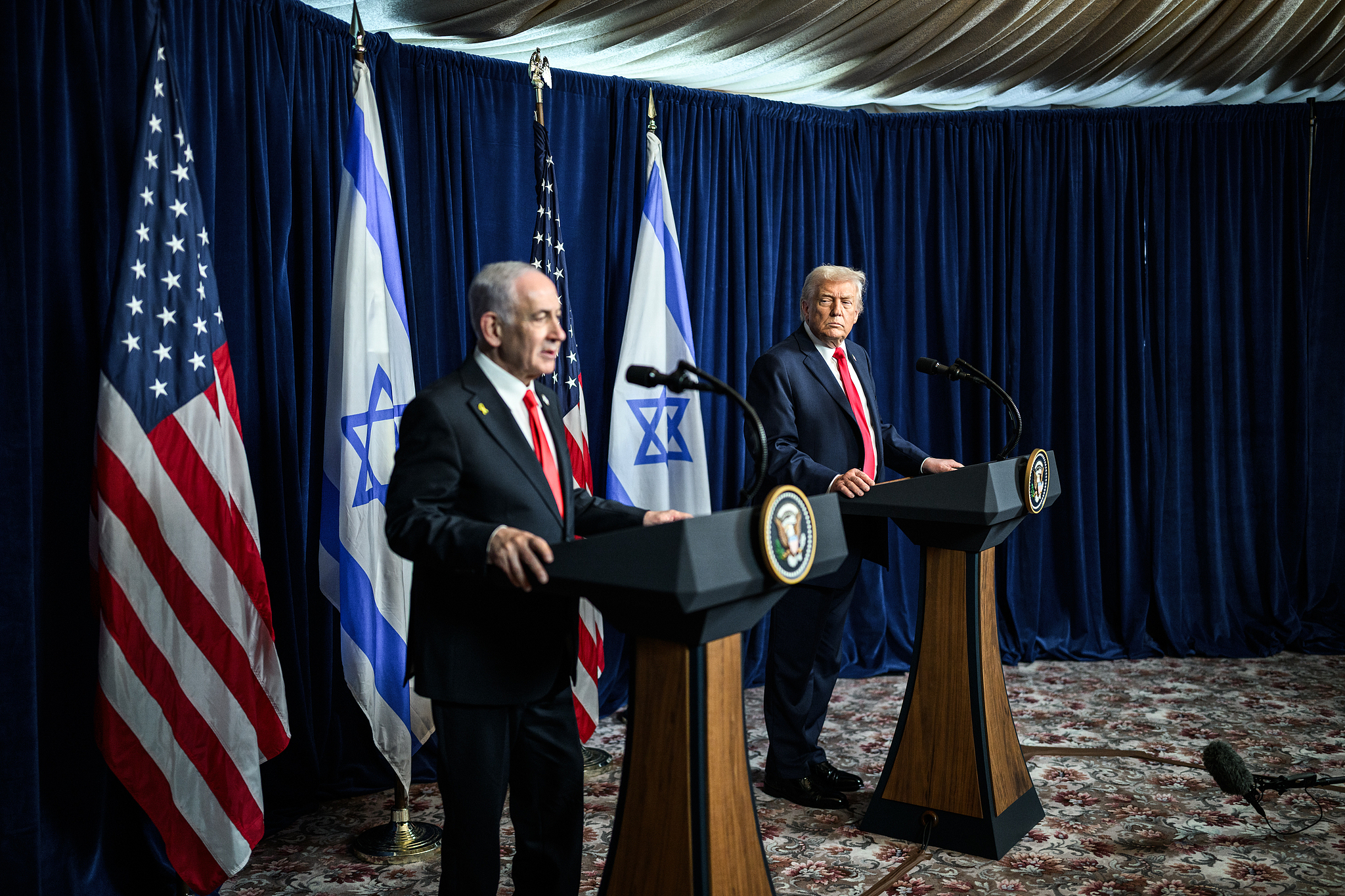 President Donald Trump participates in a bilateral press conference with Israeli Prime Minister Benjamin Netanyahu, Monday, December 29, 2025, at the Mar-a-Lago Club in Palm Beach, Florida. /VCG