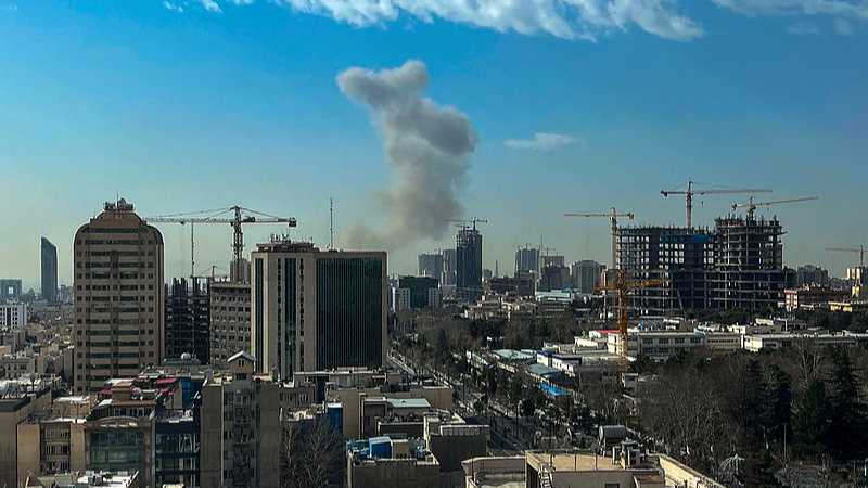 A plume of smoke rises following a reported explosion in Tehran, Iran, February 28, 2026. /VCG