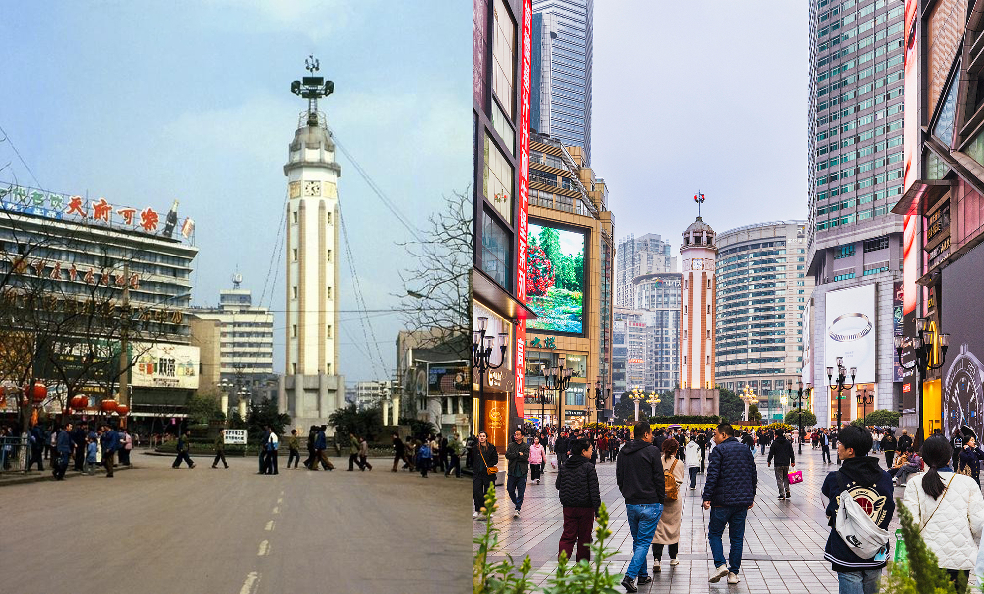 A Bridge and a Monument witness the transformation of Chongqing