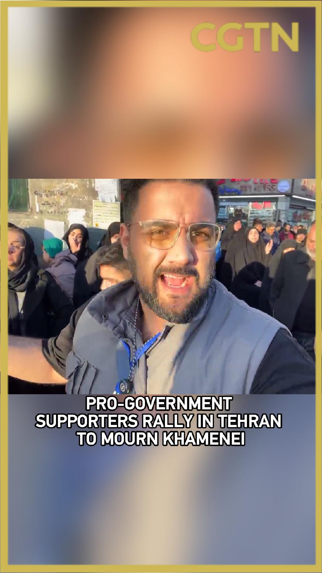 Pro-government supporters rally in Tehran to mourn Khamenei