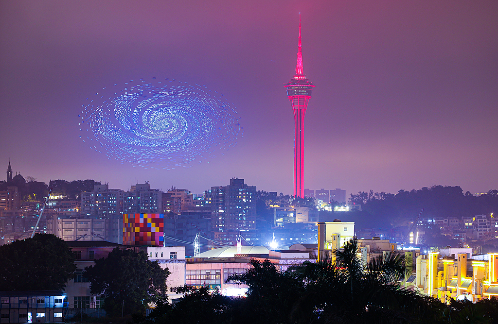 A stunning display of drones light up the sky in China's Macao Special Administrative Region, February 23, 2026. /VCG