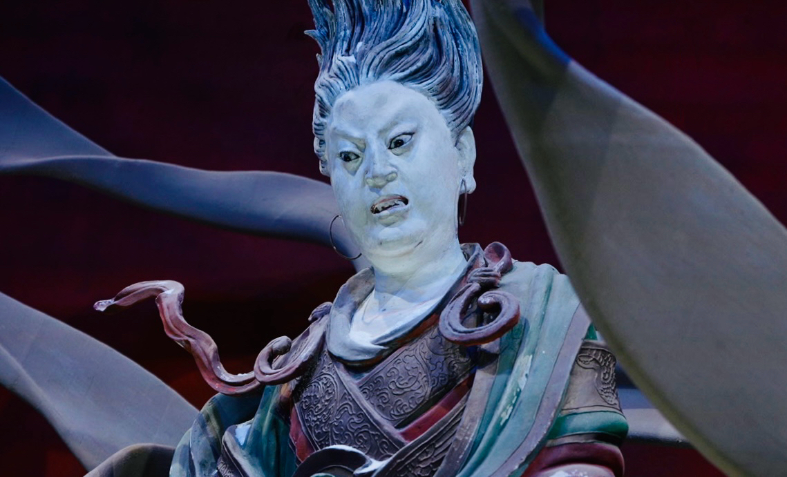 A colored sculpture from one of the Twenty-Eight Mansions. /CGTN