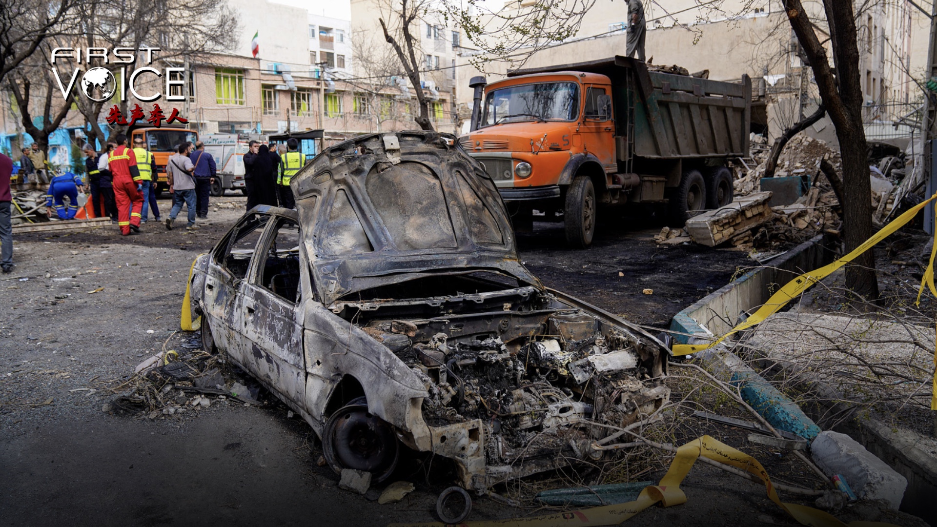 A damaged car remains on the ground in the aftermath of a US-Israeli strike in Tehran, Iran, February 28, 2026. / CFP