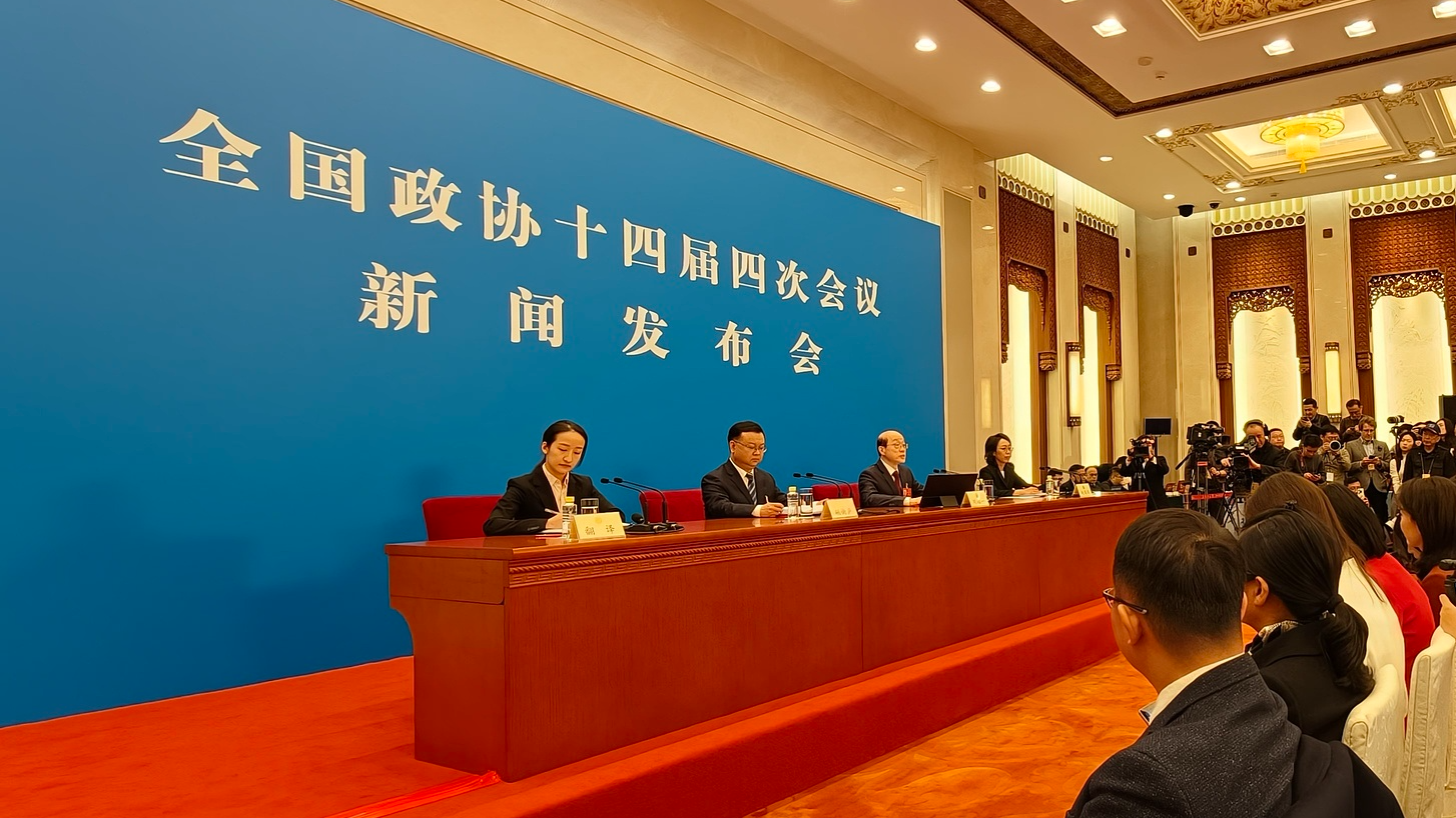 Liu Jieyi, spokesperson for the fourth session of the 14th CPPCC National Committee, attends a press conference at the Great Hall of the People in Beijing, China, March 3, 2026. /VCG