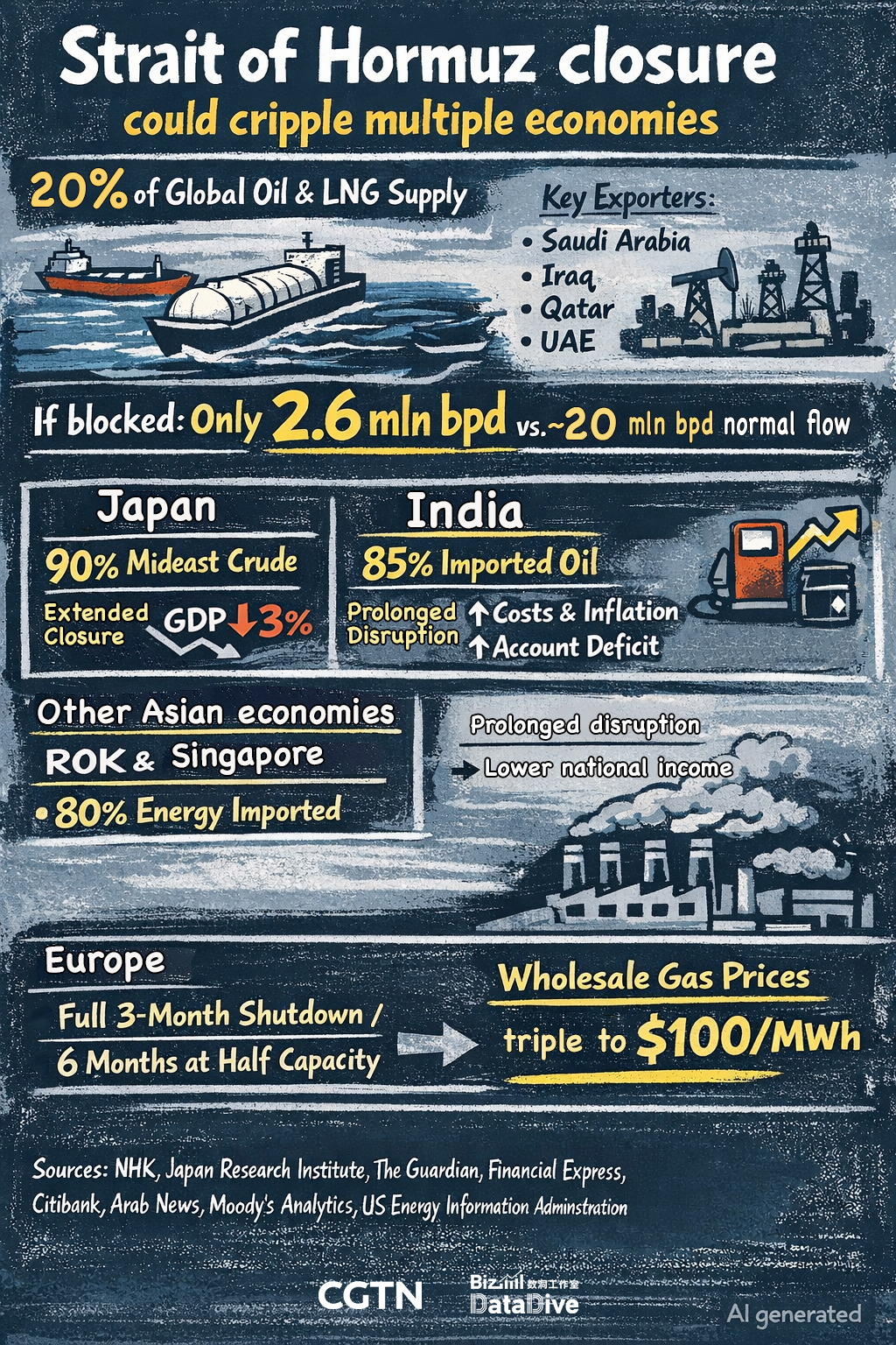 Strait of Hormuz closure could cripple multiple economies