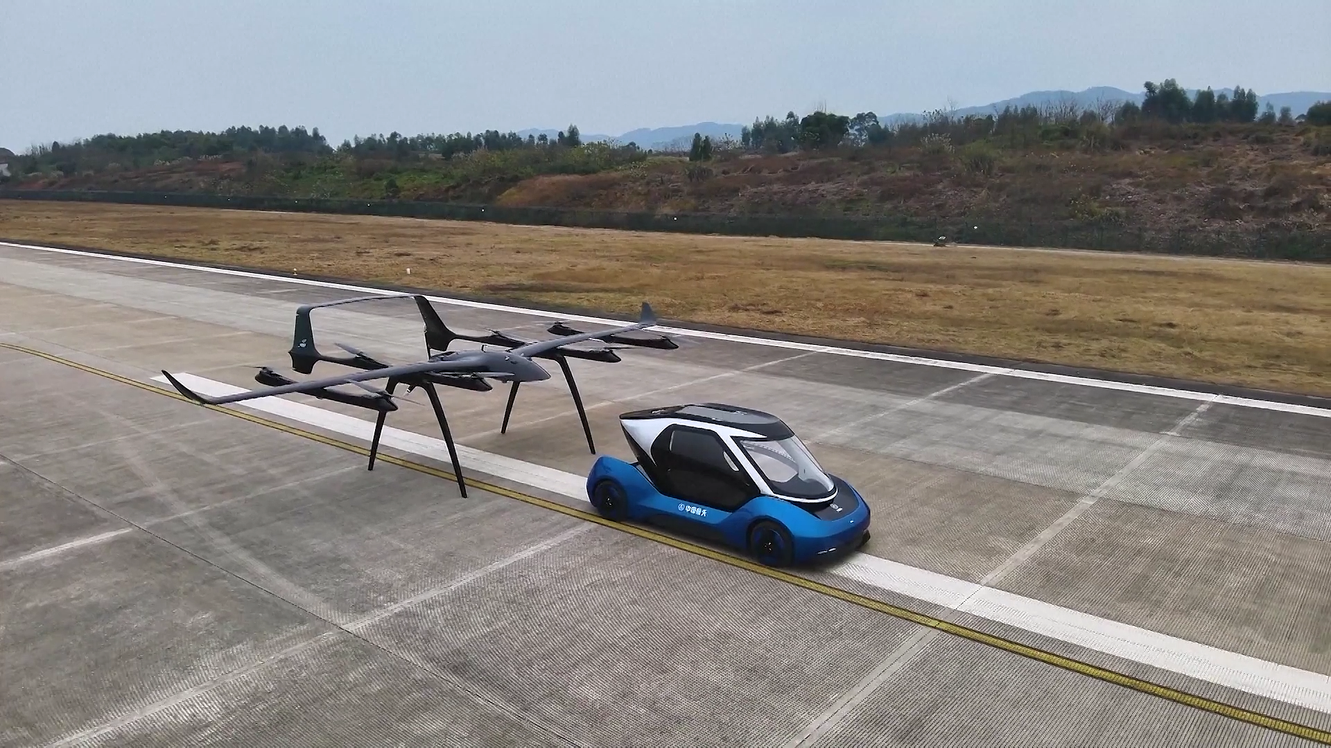 An eVTOL aircraft developed under China's aerospace manufacturing program completes its maiden flight, February 6, 2026. /VCG