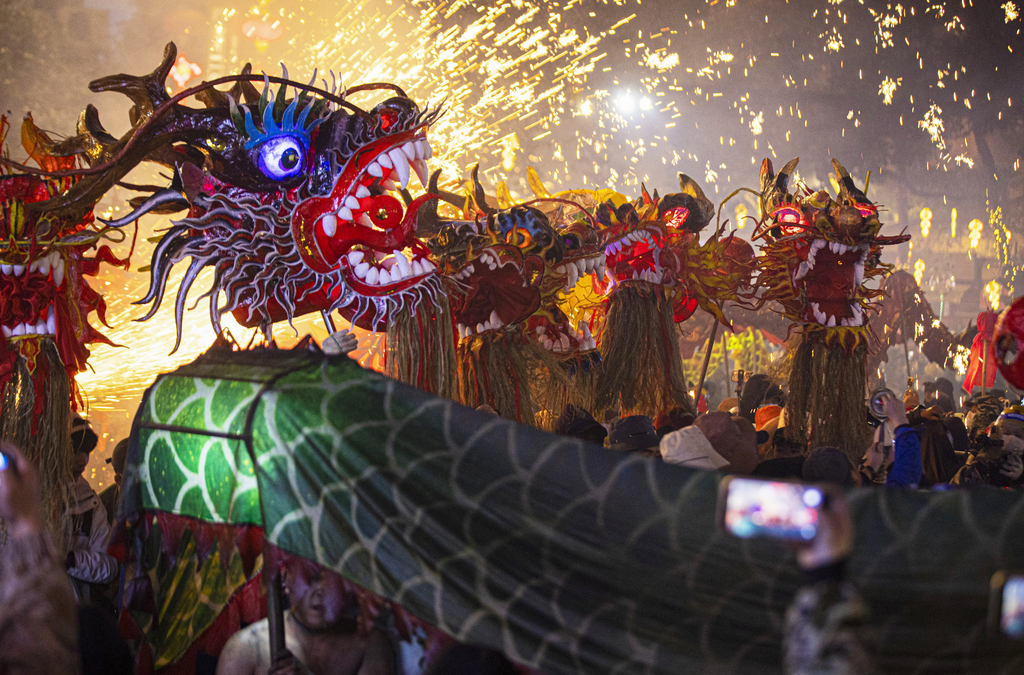 Miao people in Taijiang, Guizhou perform the traditional 