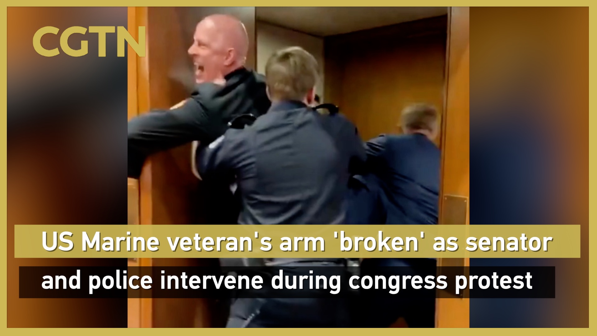 US Marine veteran's arm 'broken' as senator and police intervene during congress protest