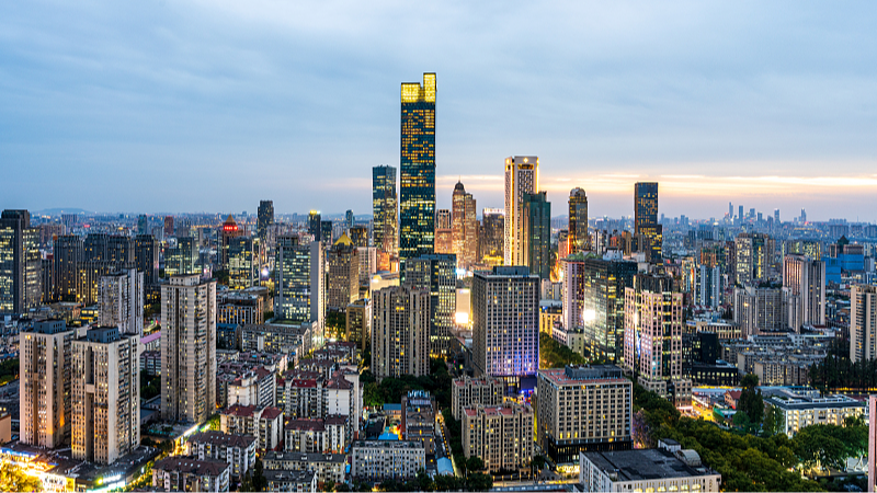The Nanjing Xinjiekou Business District in Jiangsu Province, east China, is defined by skyscrapers and bright lights, October 29, 2025. /CFP  