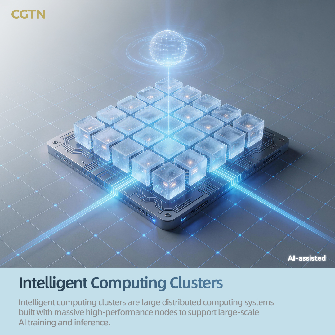 AI-generated graphic depiction of the intelligent computing clusters. /CGTN