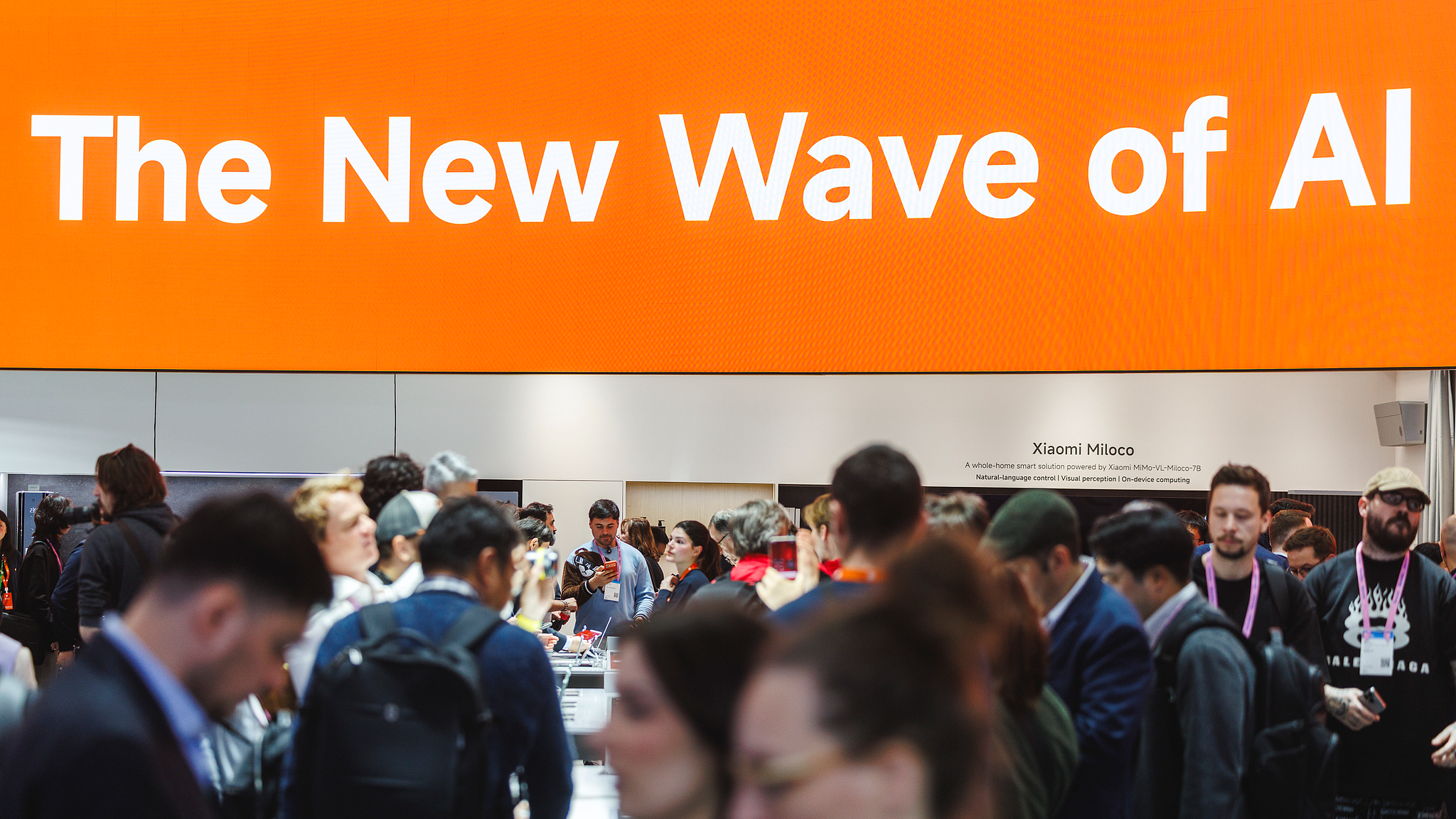 View of an AI message at the Xiaomi booth during Mobile World Congress 2026 in Barcelona, Spain, March 2, 2026. /VCG