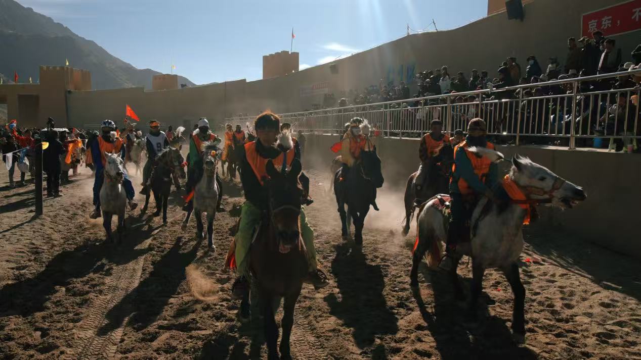 An equestrian show celebrating Tibetan New Year is staged in Lhasa, capital of southwest China's Xizang Autonomous Region. /CGTN