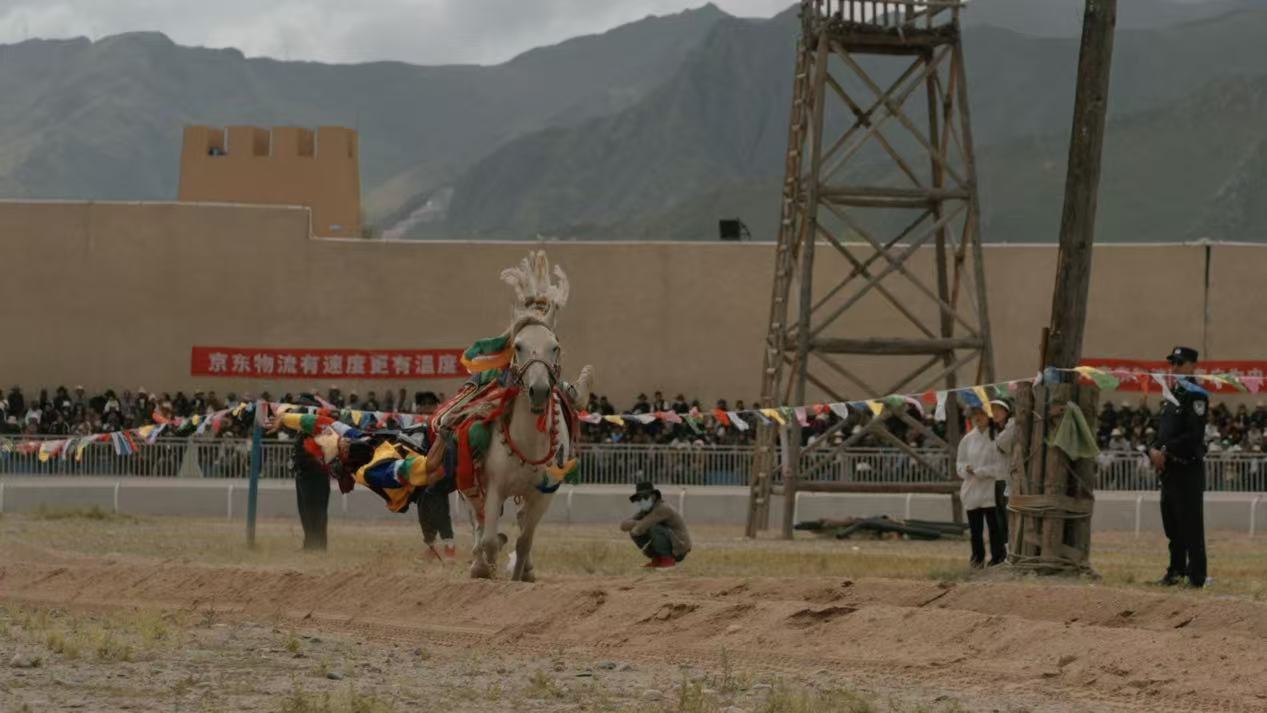 A rider performs during an equestrian show celebrating Tibetan New Year in Lhasa, southwest China's Xizang Autonomous Region. /CGTN