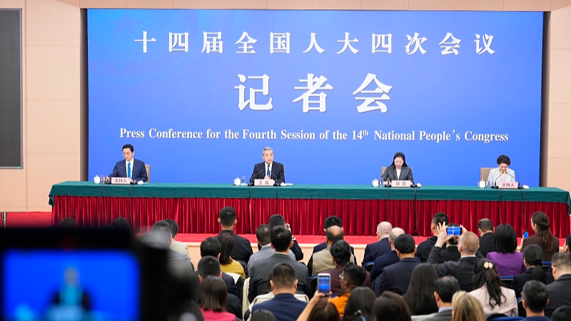 Chinese Foreign Minister Wang Yi, also a member of the Political Bureau of the Communist Party of China Central Committee, holds a press conference on China's foreign policy and external relations on the sidelines of the fourth session of the 14th National People's Congress in Beijing, China, March 8, 2026. /CFP