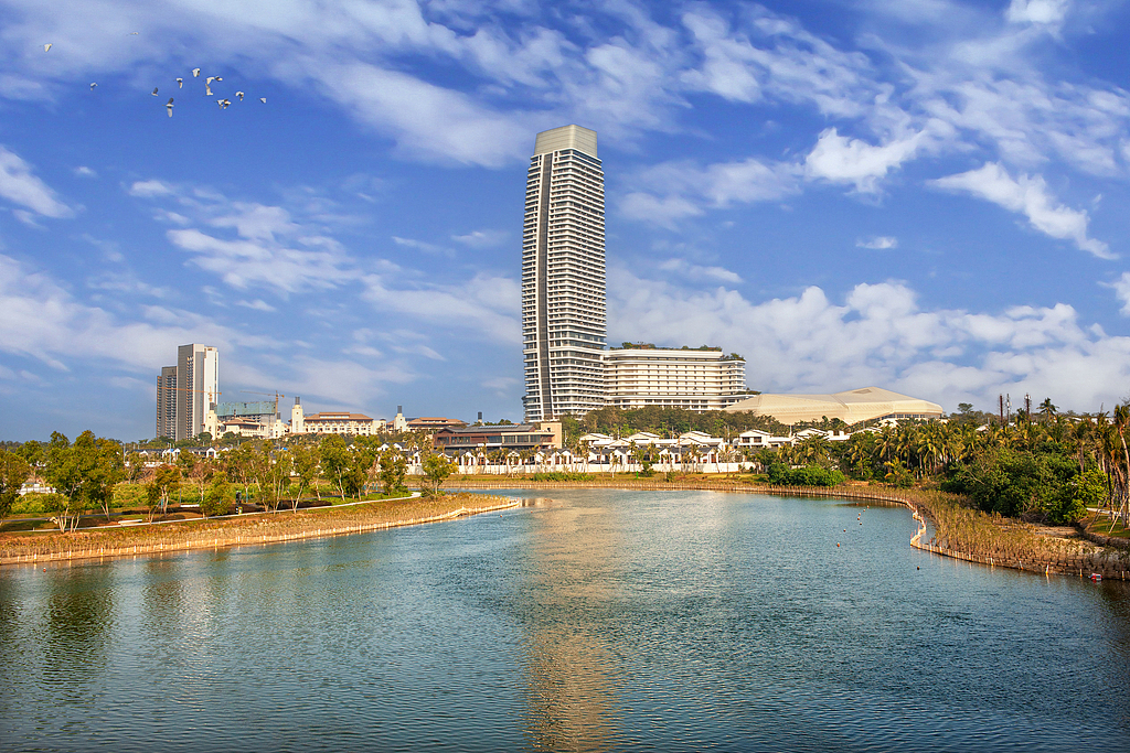 Scenery of Longjiang River and Haitang River seen in Sanya, Hainan province, China, January 7, 2026. /VCG