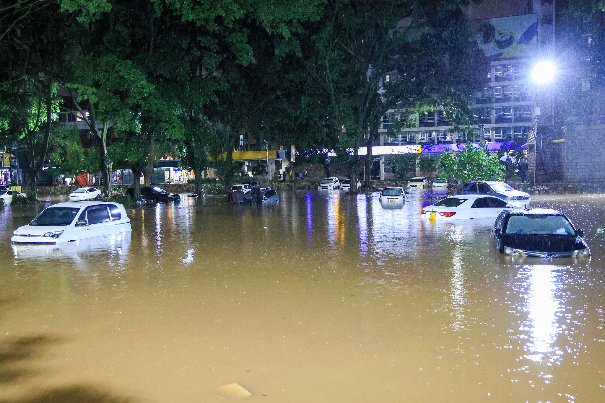 Cars are submerged after heavy rains flooded roads in Nairobi, Kenya, March 6, 2026. /VCG