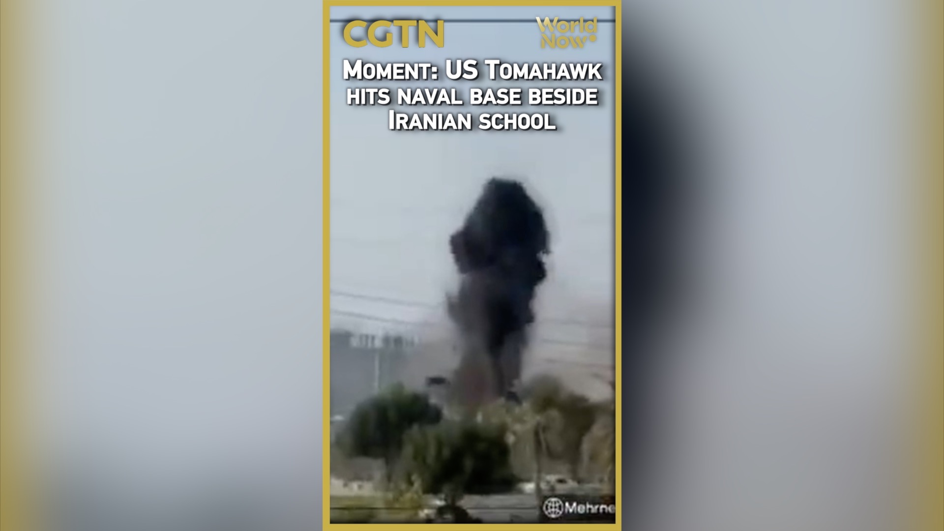 Moment: US Tomahawk hits naval base beside Iranian school