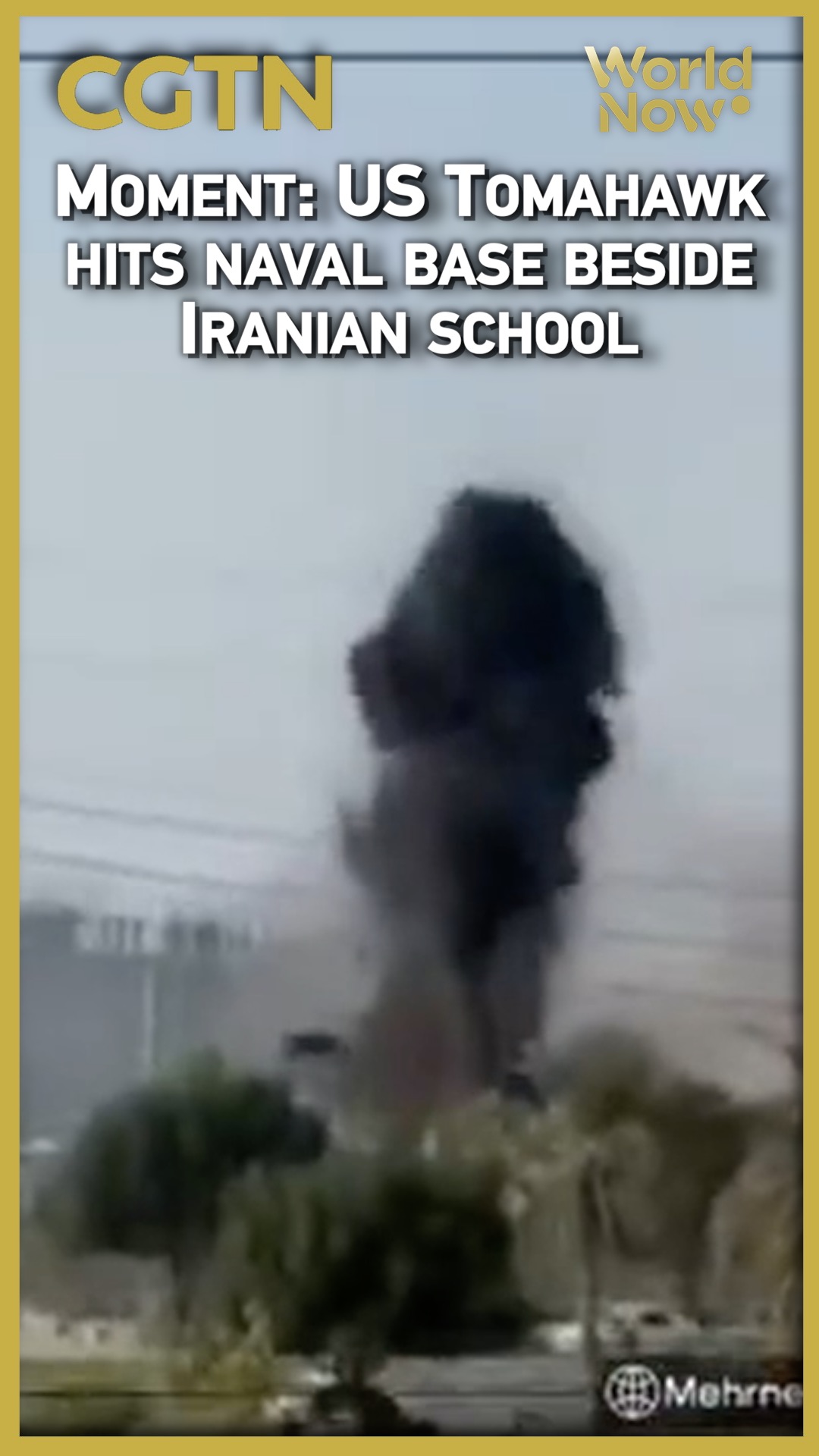 Moment: US Tomahawk hits naval base beside Iranian school