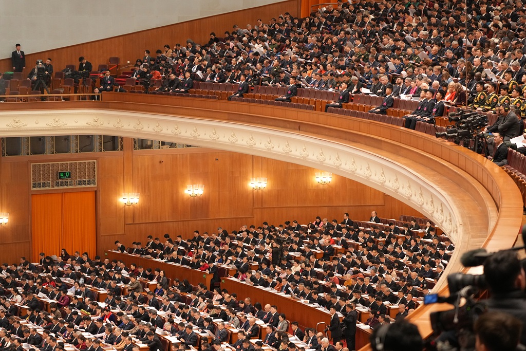 The opening meeting of the fourth session of the 14th National People's Congress is held at the Great Hall of the People in Beijing, China, March 5, 2026. /VCG
