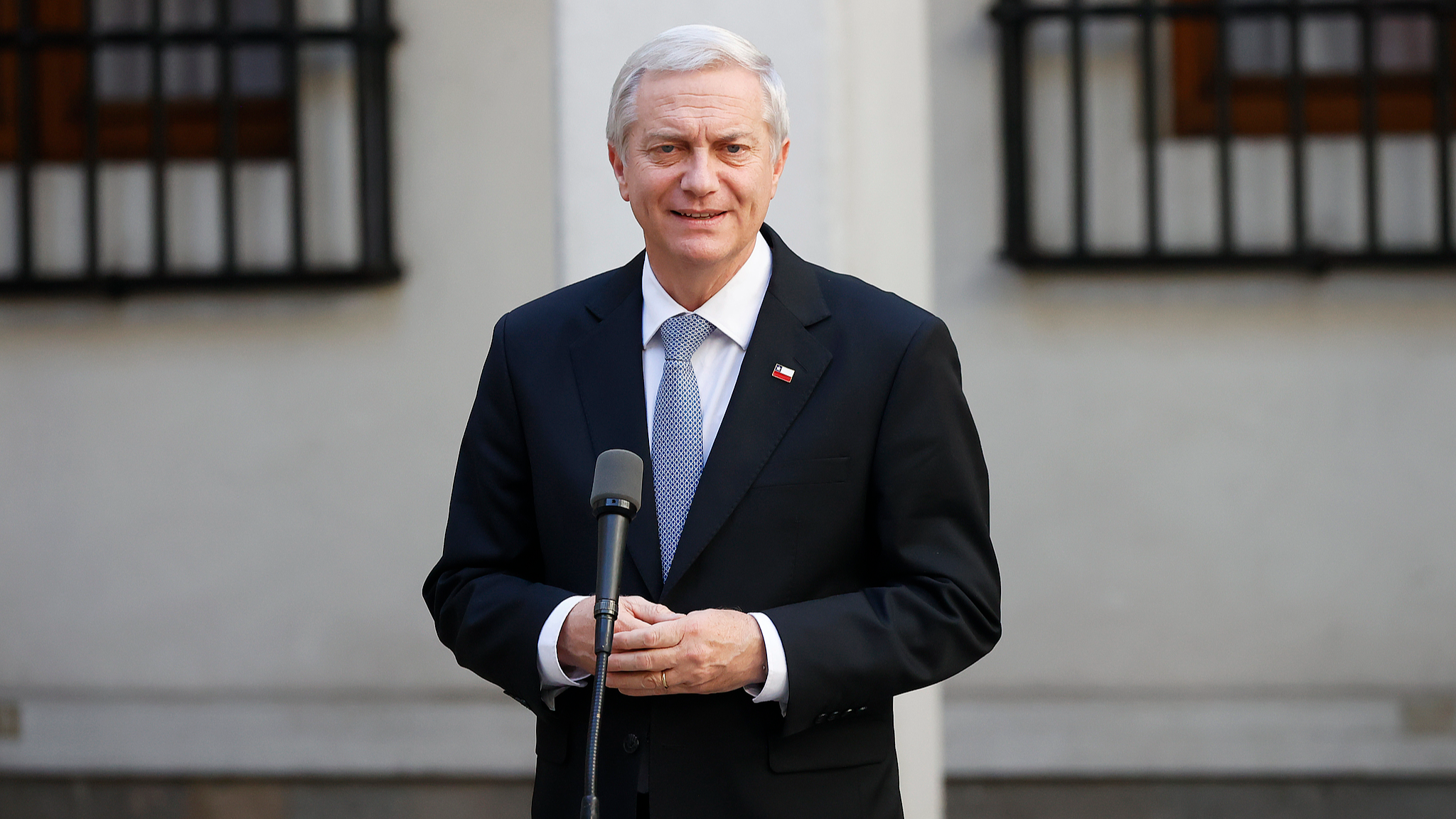 Jose Antonio Kast speaks to reporters at La Moneda Palace in Santiago, Chile, January 15, 2026. /VCG