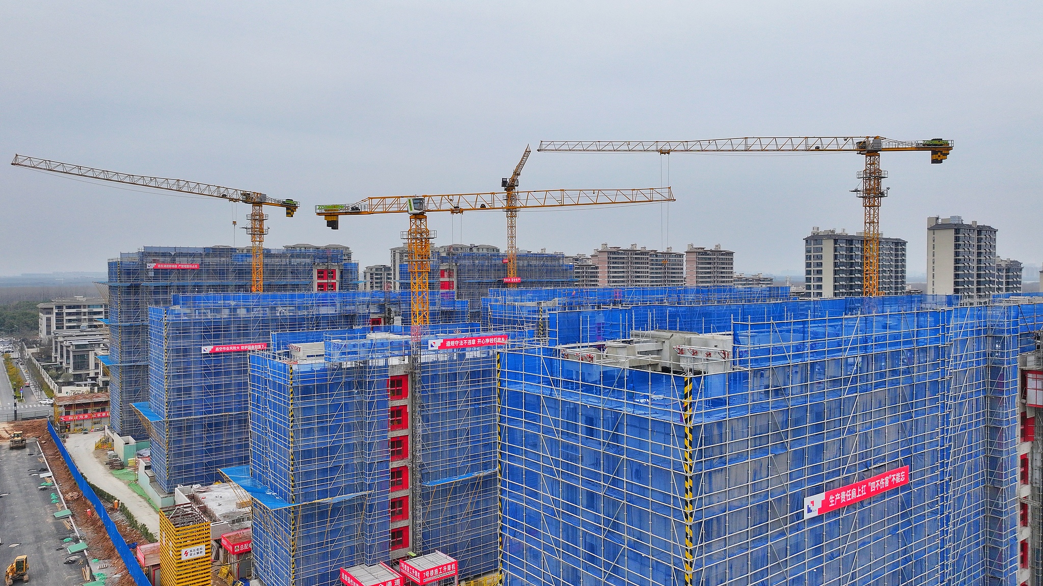 Construction in progress at a residential project in Shushan Economic and Technological Development Zone in Hefei, Anhui Province,  March 7, 2026. /VCG