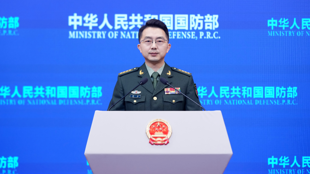 Jiang Bin, a spokesperson for China's Ministry of National Defense, speaks at a regular press conference in Beijing, China, March 11, 2026. /Chinese Defense Ministry
