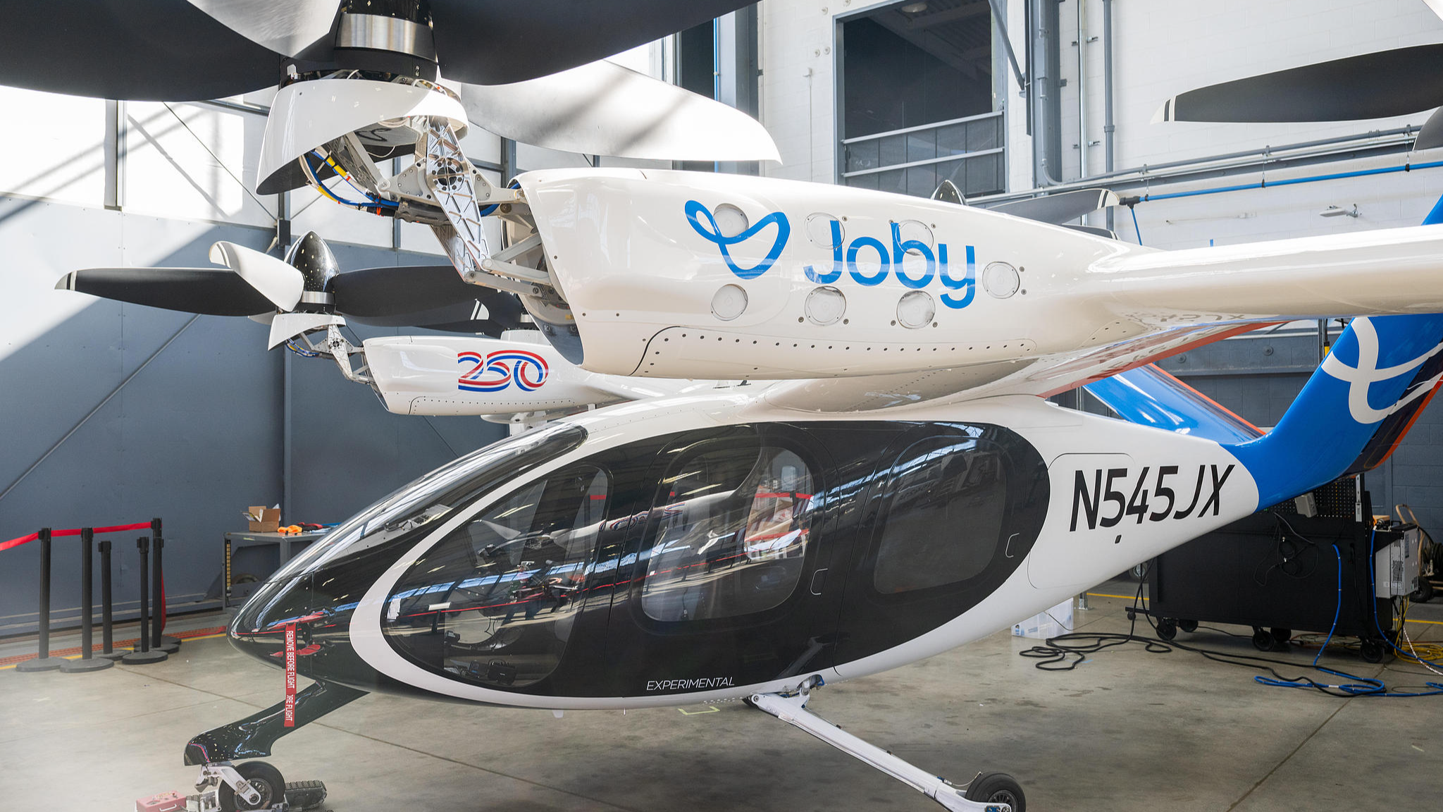 A Joby Aviation pre-production prototype electric vertical take-off and landing (eVTOL) aircraft at the company's production facility in Marina, California, US, on Tuesday, Feb. 10, 2026. /VCG