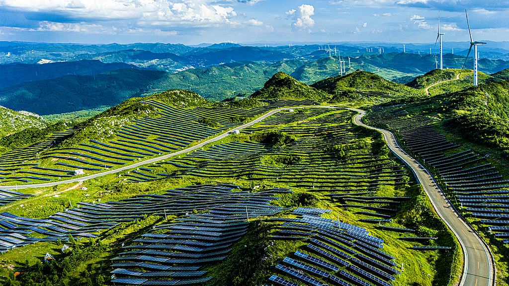 Solar panels cover the mountains and fields, Liupanshui, southwest China's Guizhou Province, August 18, 2025. /VCG