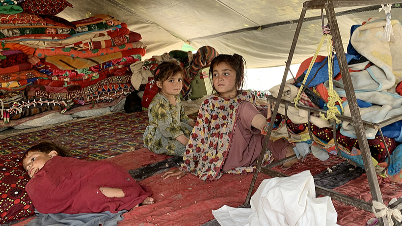 File photo of children living in temporary shelters in Afghanistan. /VCG