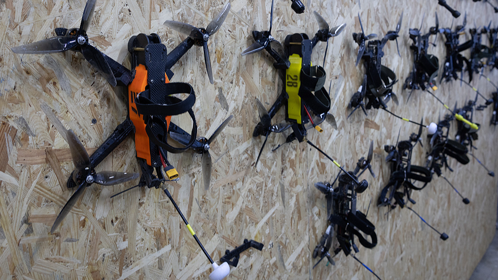 A file photo of training drones at the Killhouse Academy drone training center in Kyiv, Ukraine. /VCG