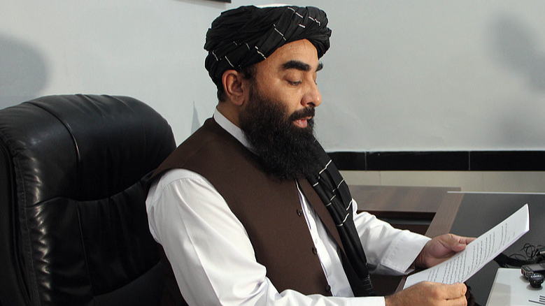 File photo of Afghanistan government spokesperson Zabihullah Mujahid./ VCG