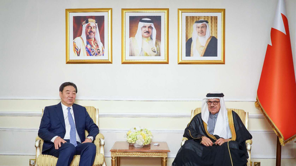 Zhai Jun (L), China's special envoy for Middle East affairs, meets with Bahraini Foreign Minister Abdullatif bin Rashid Al Zayani in Manama, capital of Bahrain, March 12, 2026. /Chinese Foreign Ministry