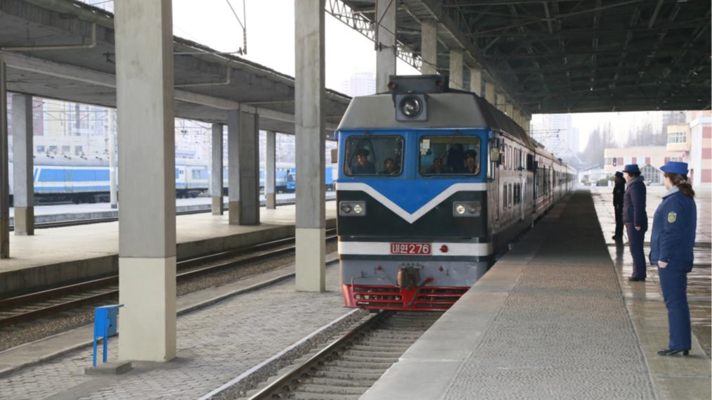 An international passenger train from Dandong of China to Pyongyang of the Democratic People's Republic of Korea (DPRK) arrives in Pyongyang, the capital of the DPRK, March 12, 2026. /Xinhua
